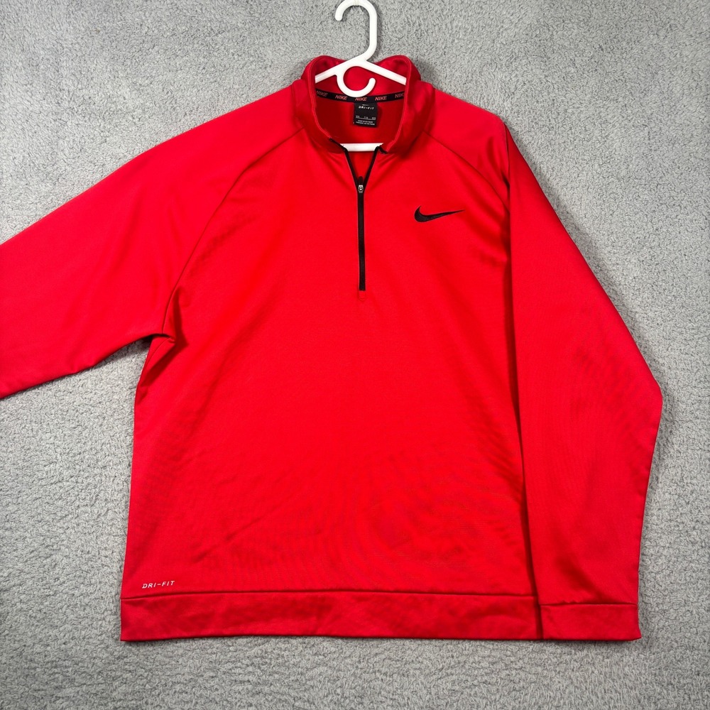 Nike Pullover Men XXL Red Dri-FIT Quarter-Zip Mock Neck Embroidered Swoosh Logo